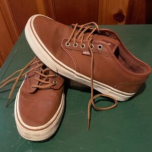 Brown leather vans